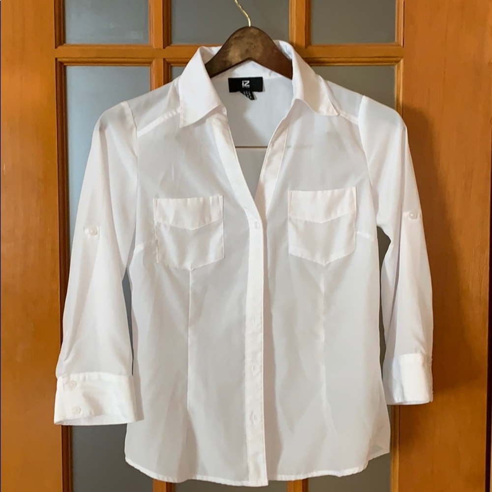 White Sheer Button up blouse